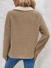 Perfee Contrast Half Zip Long Sleeve Sweatshirt OutfitFlow